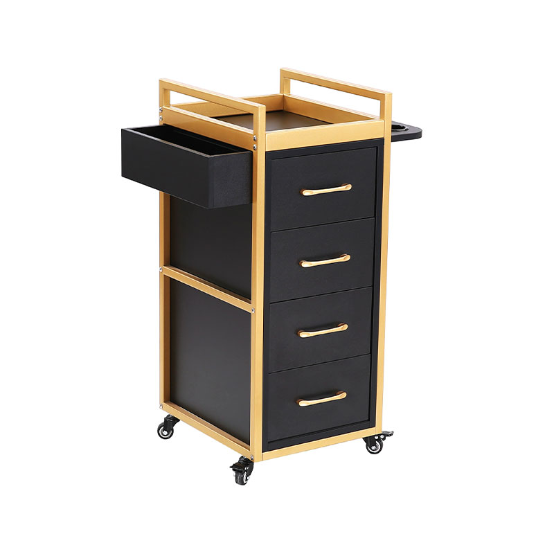 HZ2069BK / HZ2069W Crno-zlatna kolica za kozmetički salon