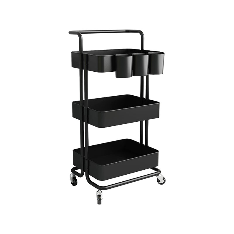 HZ2036 Pomoćna kolica s kotrljajućim kolicima za pohranu na 3 razine s dodatnim visećim šalicama