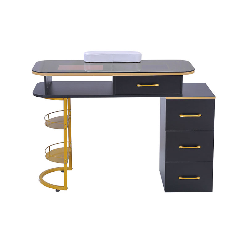 HZ2055 / HZ2055B Stol za manikuru sa staklenom pločom za nokte s 4 ladice i policama za odlaganje na dva nivoa