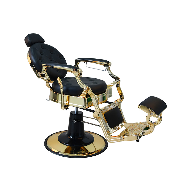 HZ8799AGD Crna pozlaćena vintage brijačka stolica