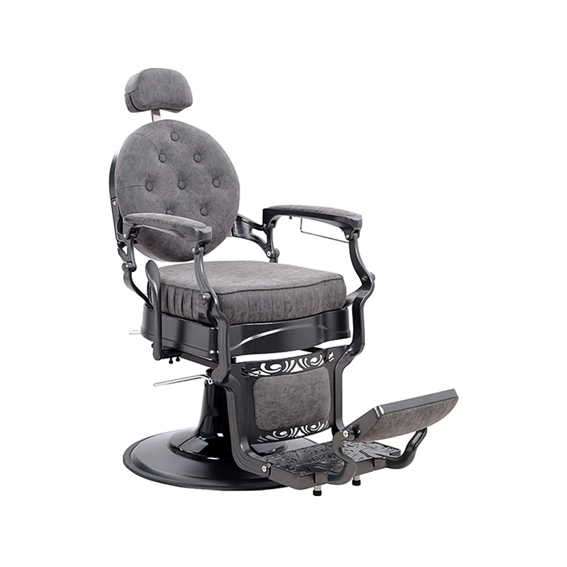 HZ8799M Hidraulični retro frizerski stolac sivi kvadratni jastuk