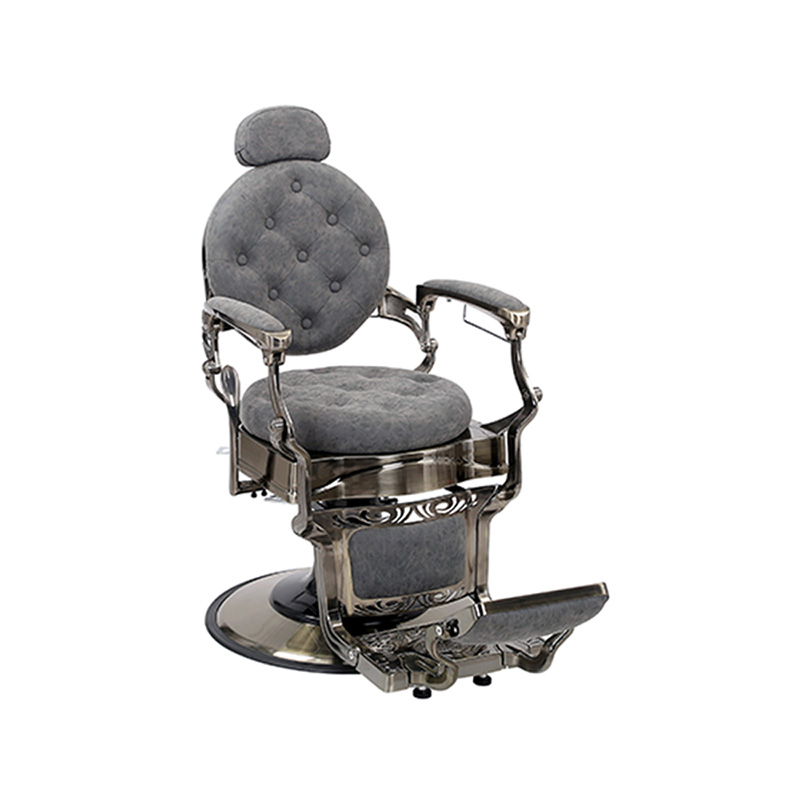 HZ8799QM Siva frizerska stolica s okruglim jastukom